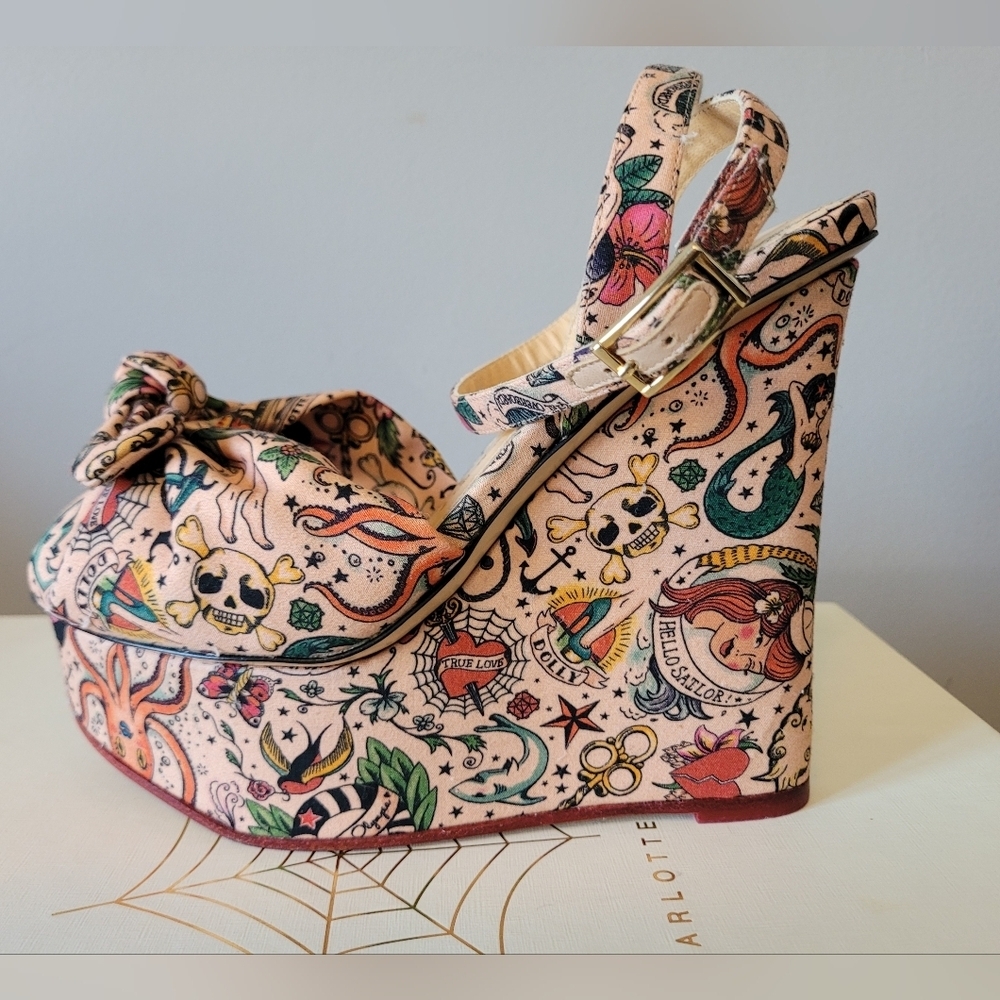Charlotte Olympia Miranda Inked Wedges, VGUC, Size 5 - Picture 7 of 13